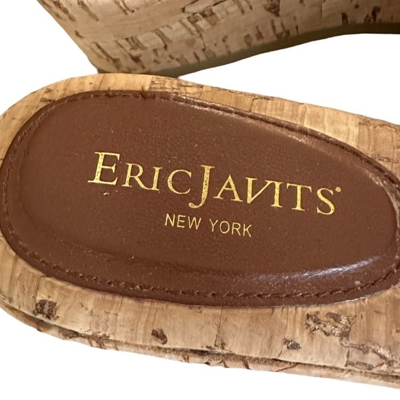 Eric Javitz Sandals Size 7 Cork Wedge Slip On Mulit-Colored Boho Shoes - Picture 6 of 9